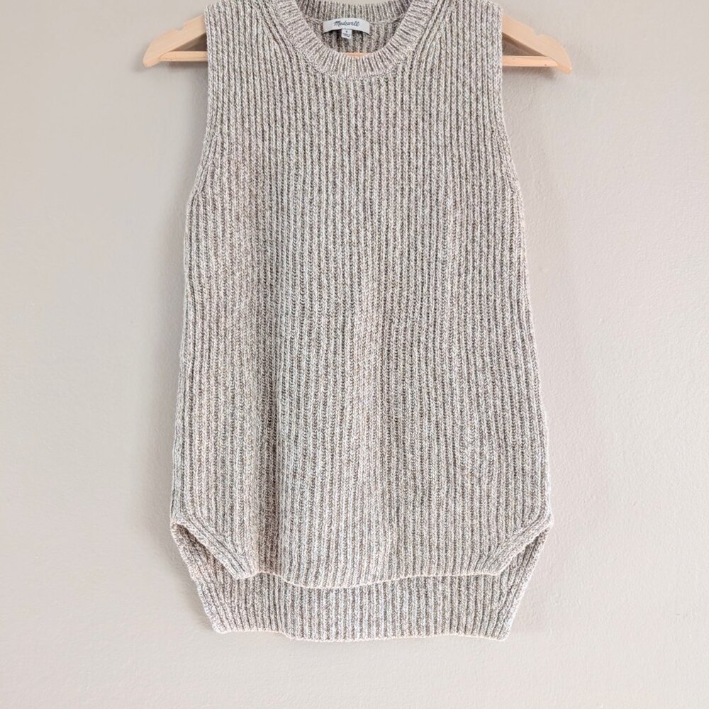 Madewell Sleeveless Sweater Oatmeal Chunky Preppy Modern Minimalist Womens S - Picture 3 of 12